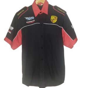 Men's Porsche Team Toyo Motorsports Smart Racing Black Red Button Up Shirt Large